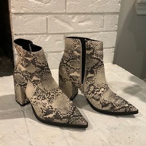 Snakeskin pattern booties